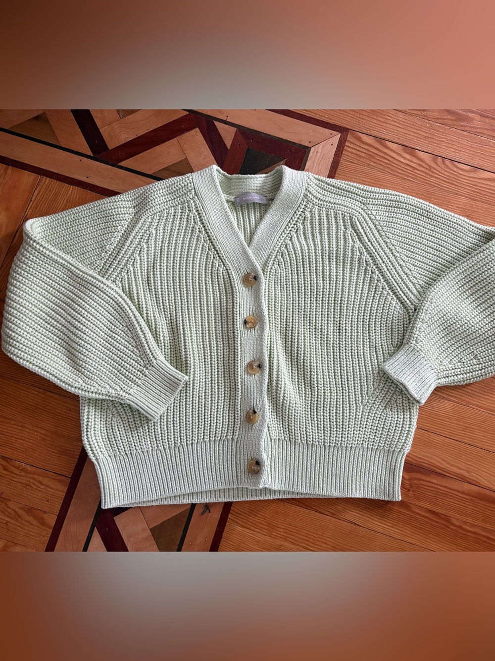 Everlane chunky lime green cardigan size xl